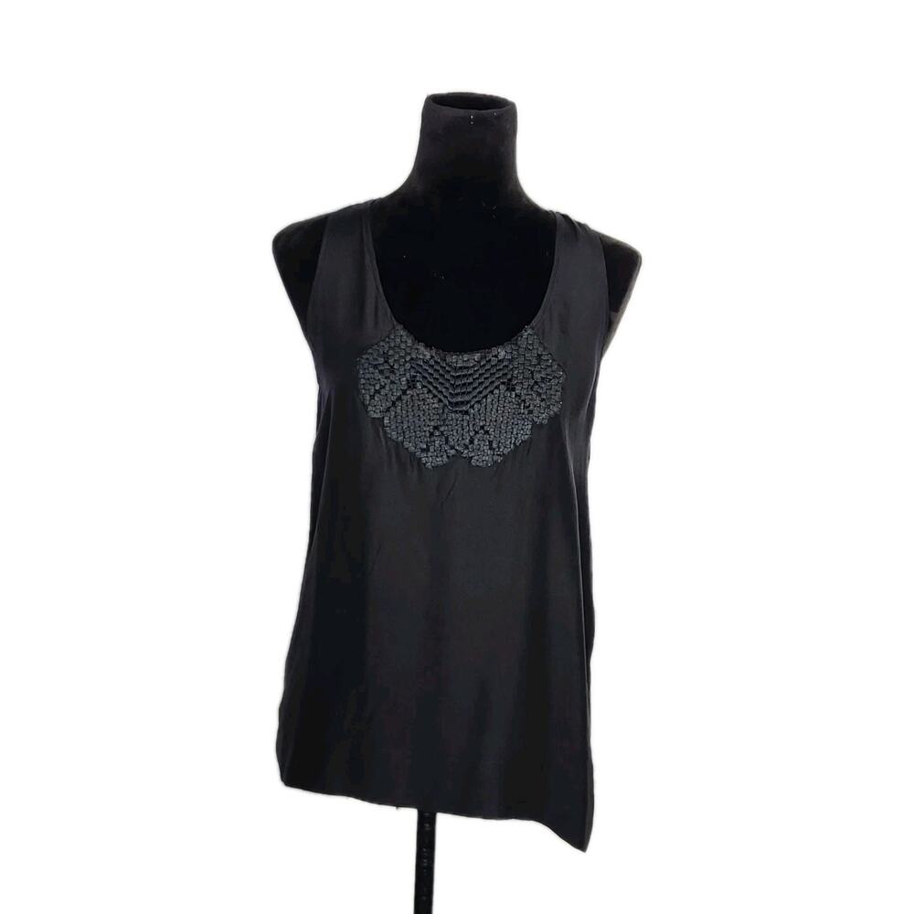 Stella Mccartney Black Silk Scoop Neck Racerback Tank Top Size 40